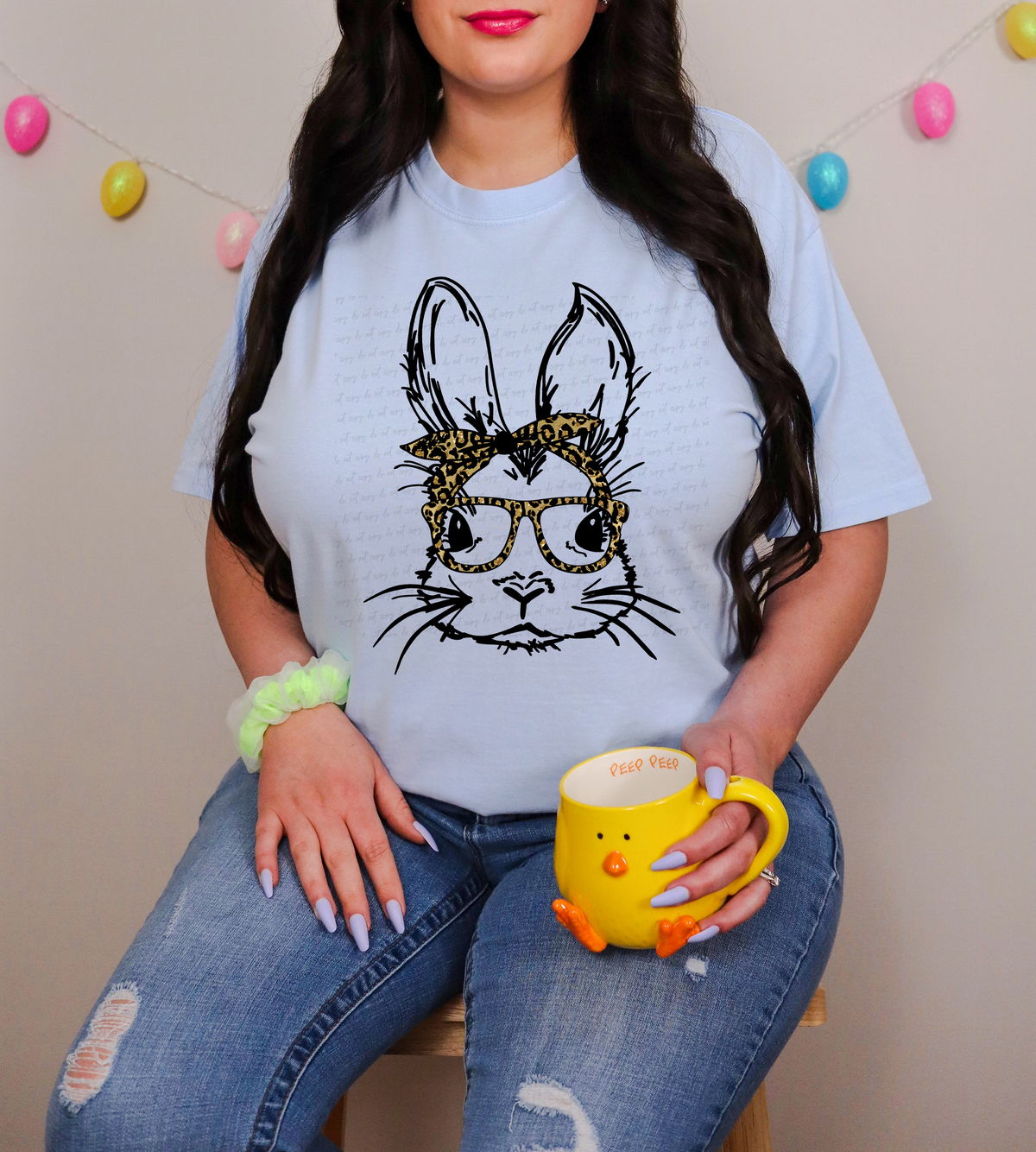 Bunny Glasses with Leopard Bandana 114789 DTF transfer