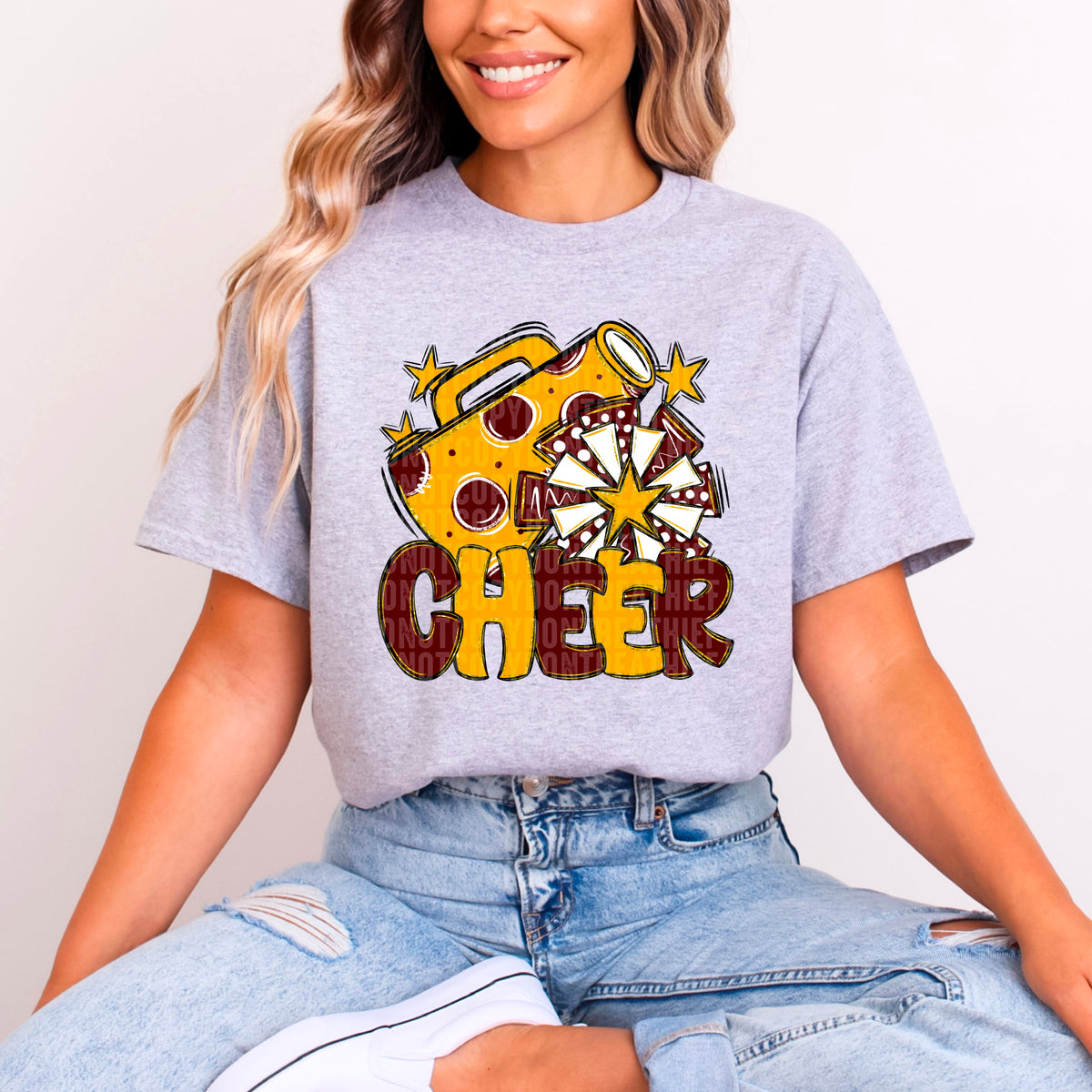 Cheer maroon and gold without frame (SDD) DTF transfer