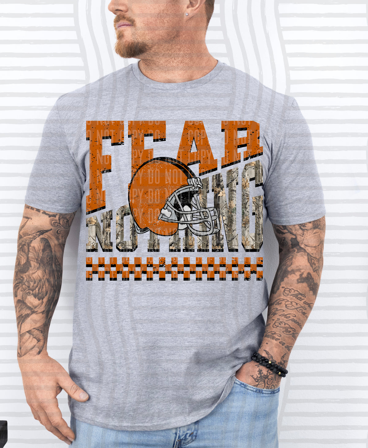 Burnt orange and camo fear nothing (Caplinger) DTF Transfer