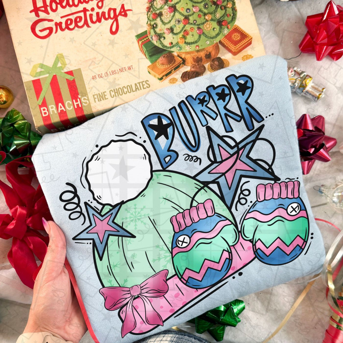 Burrr boggin mittens and stars pastel colors (HW) DTF Transfer