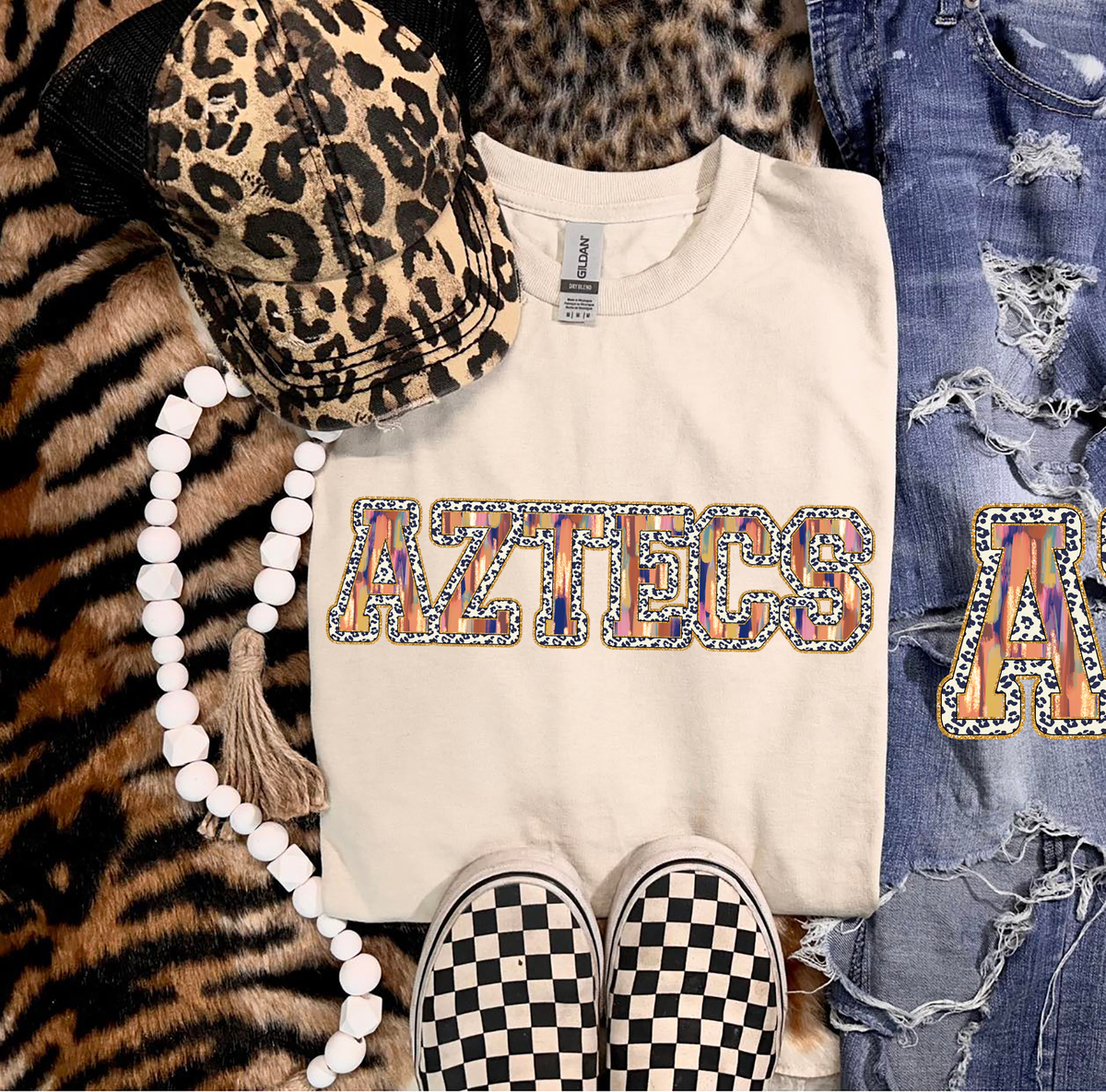 Brushstrokes Leopard Aztecs 71347 DTF transfer