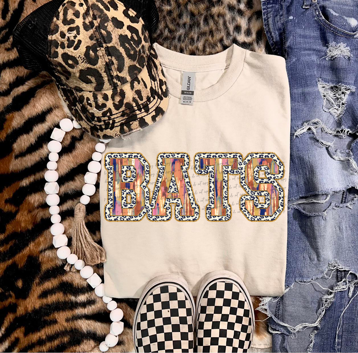 Brushstrokes Leopard Bats 71355 DTF transfer