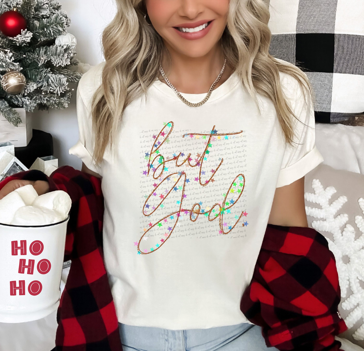 But God Christmas Lights 69791 DTF transfer