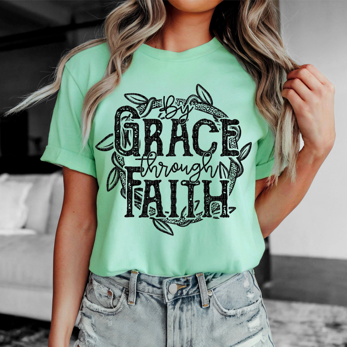 By Grace Through Faith Black 104052 DTF transfer