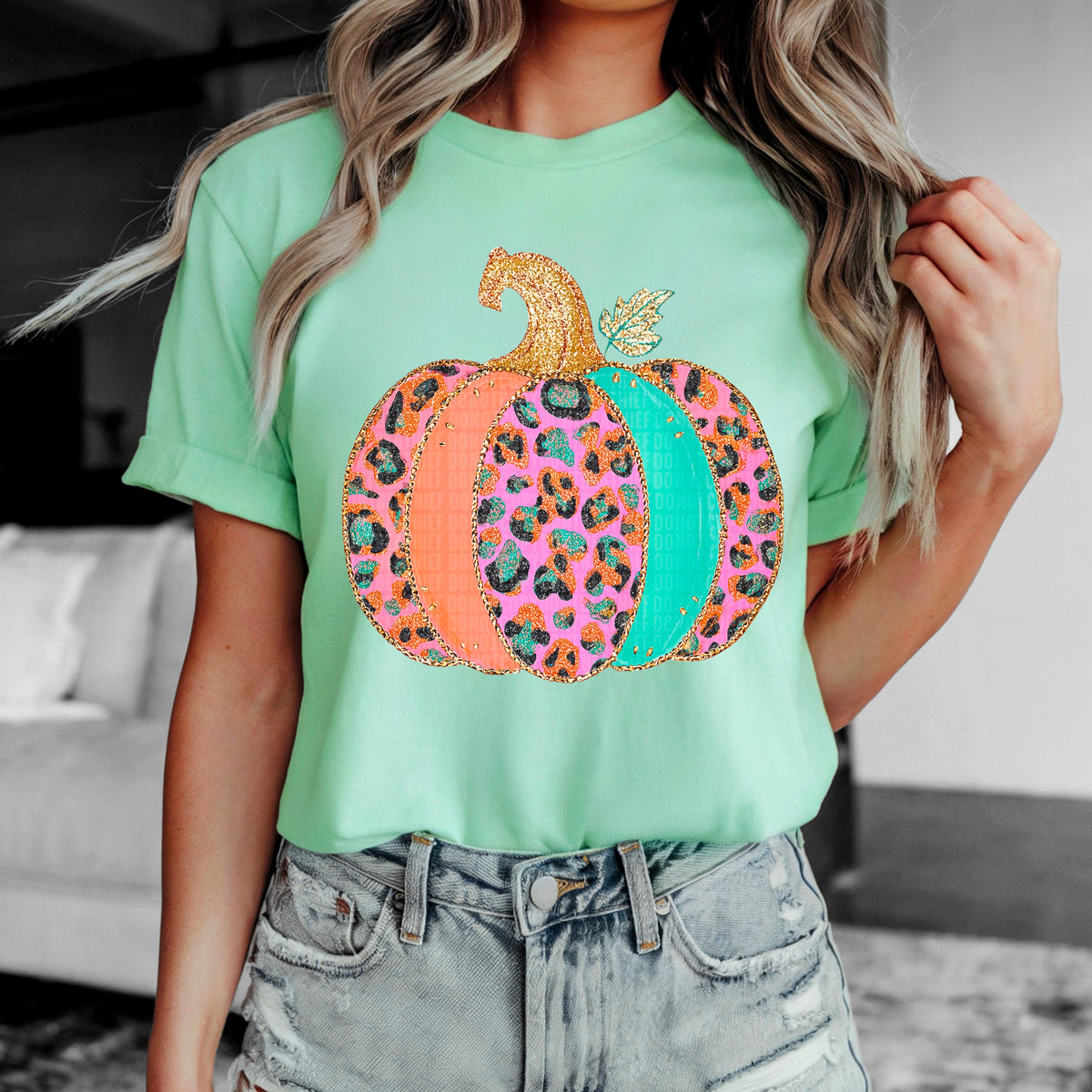 Rainbow Leopard pumpkin DTF transfer