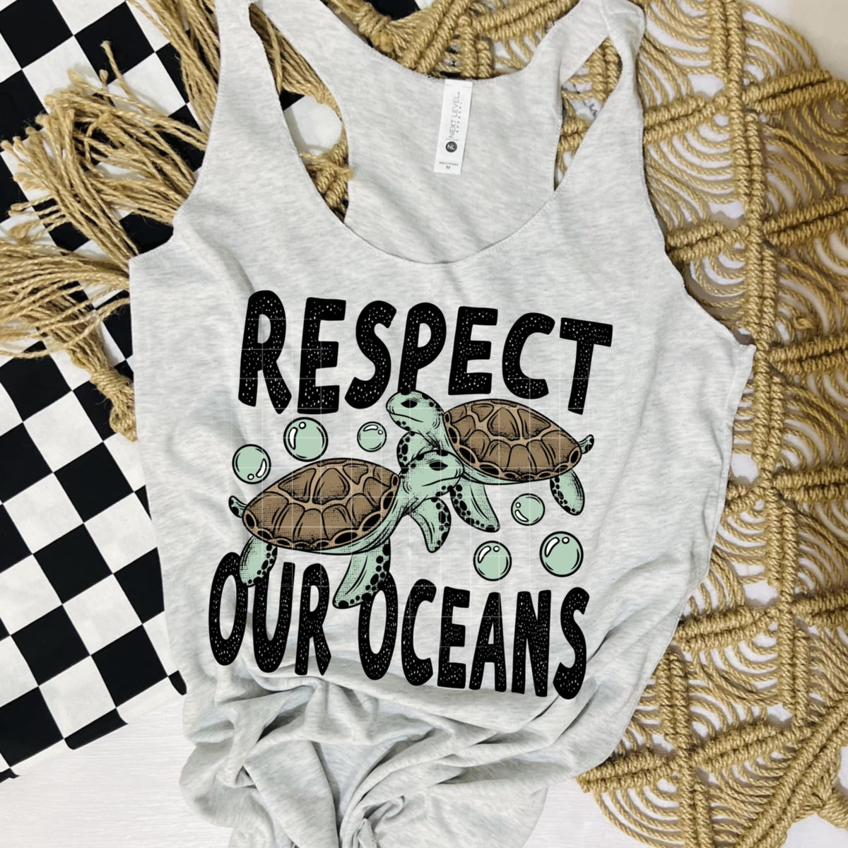 Respect our oceans black font (CSC) 95698 DTF transfer