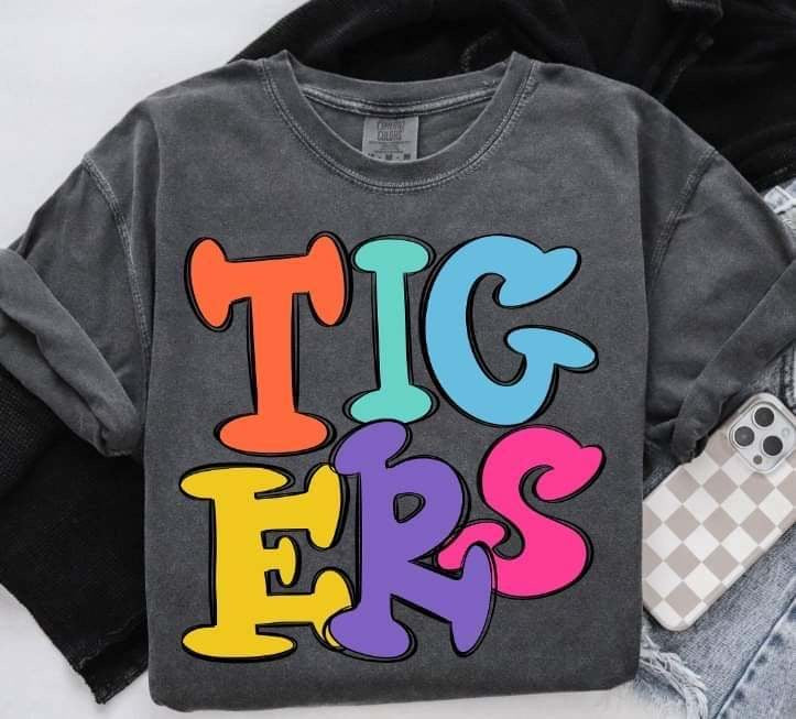 Tigers colorful bubble font (S&G) 64460 DTF transfer