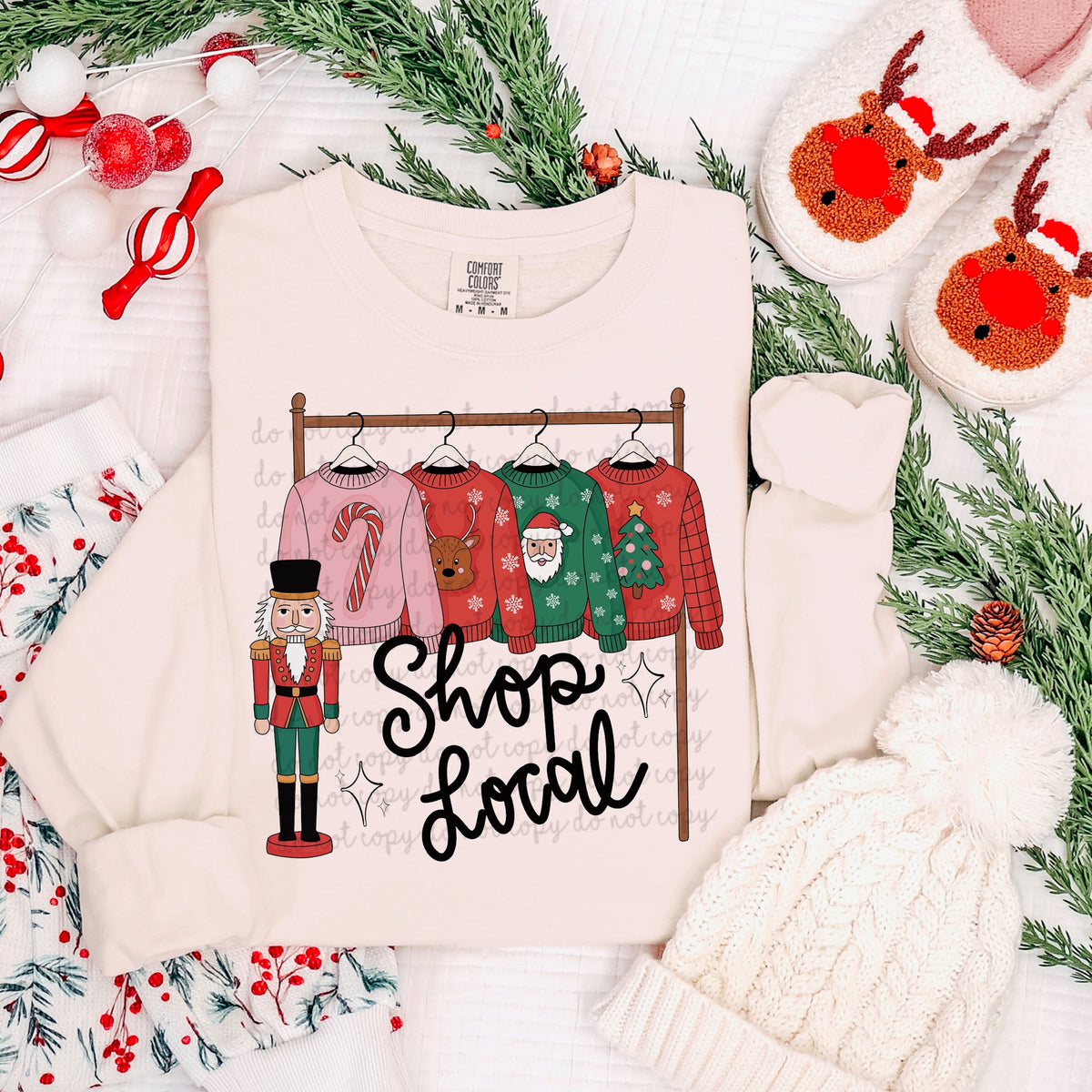 Shop Local nutcracker and shirt rack DTF transfer