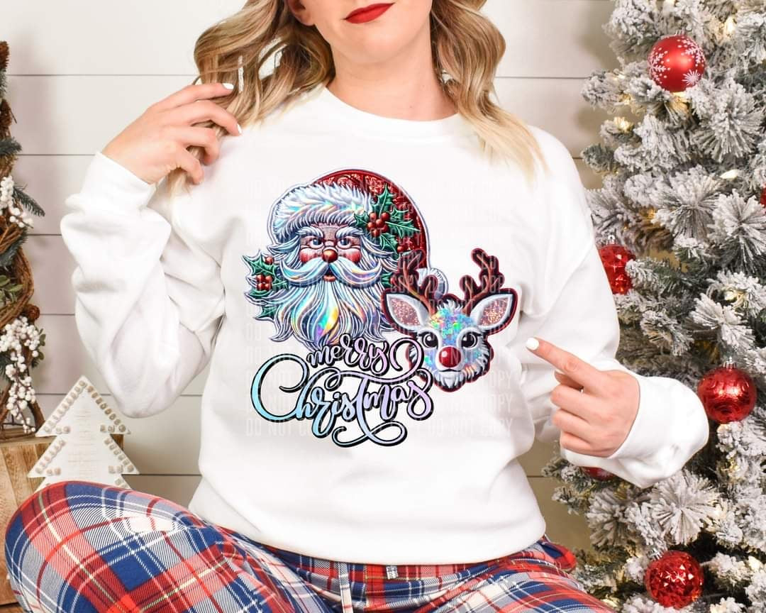 Merry Christmas Santa and reindeer (caplinger) 60533 DTF transfer