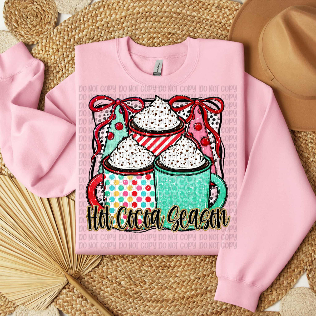 Hot Cocoa Season with mugs and bow (VP) DTF transfer