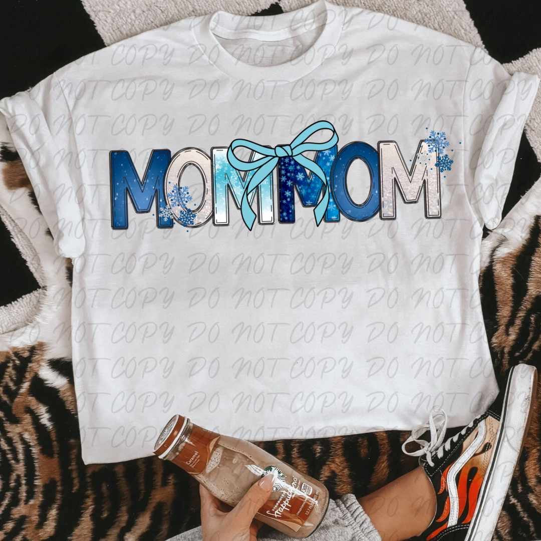 Mommom blue wrapping paper font (VINTAGE) 64141 DTF transfer