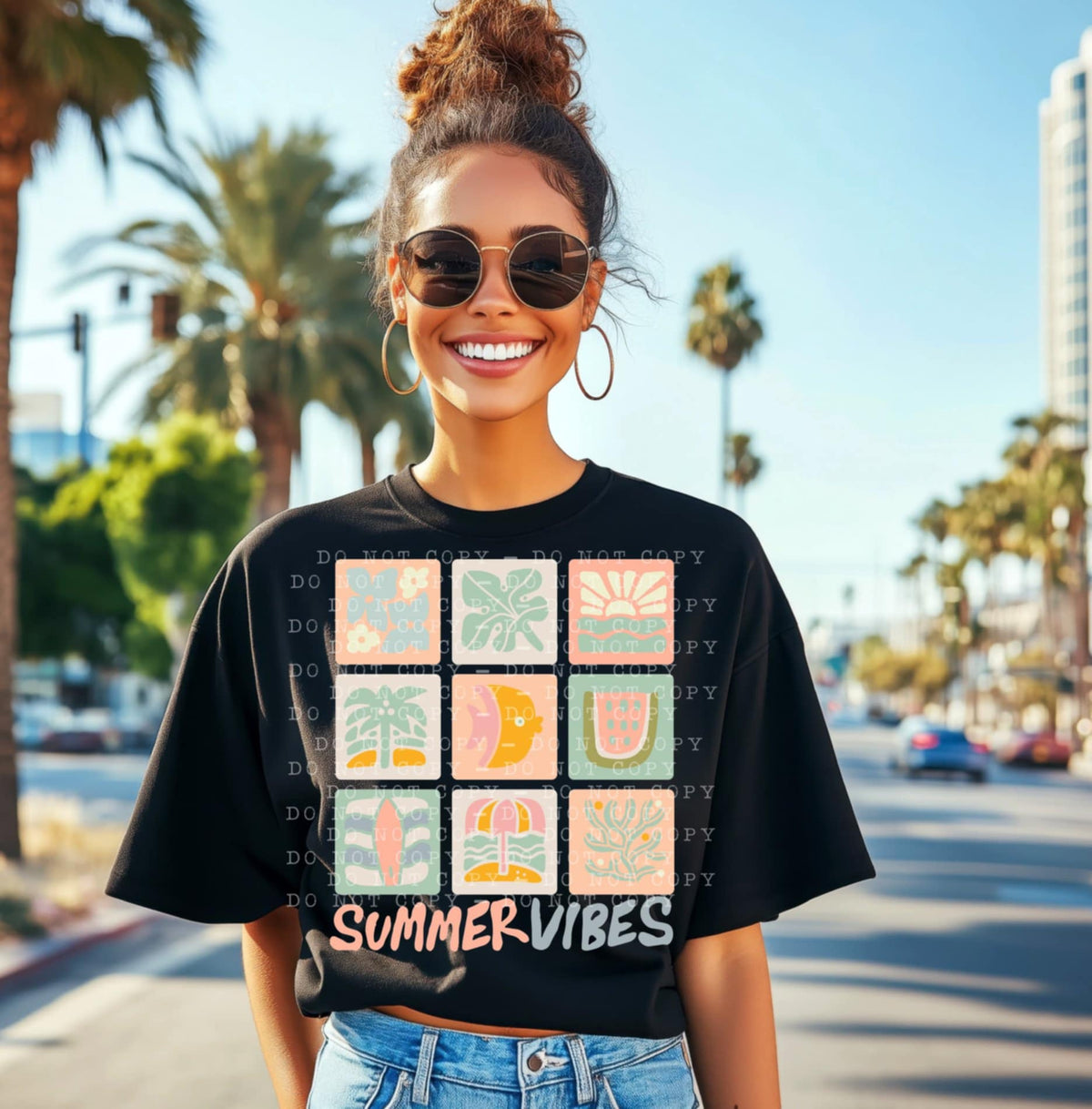 Summer vibes blocks 107305 DTF transfer