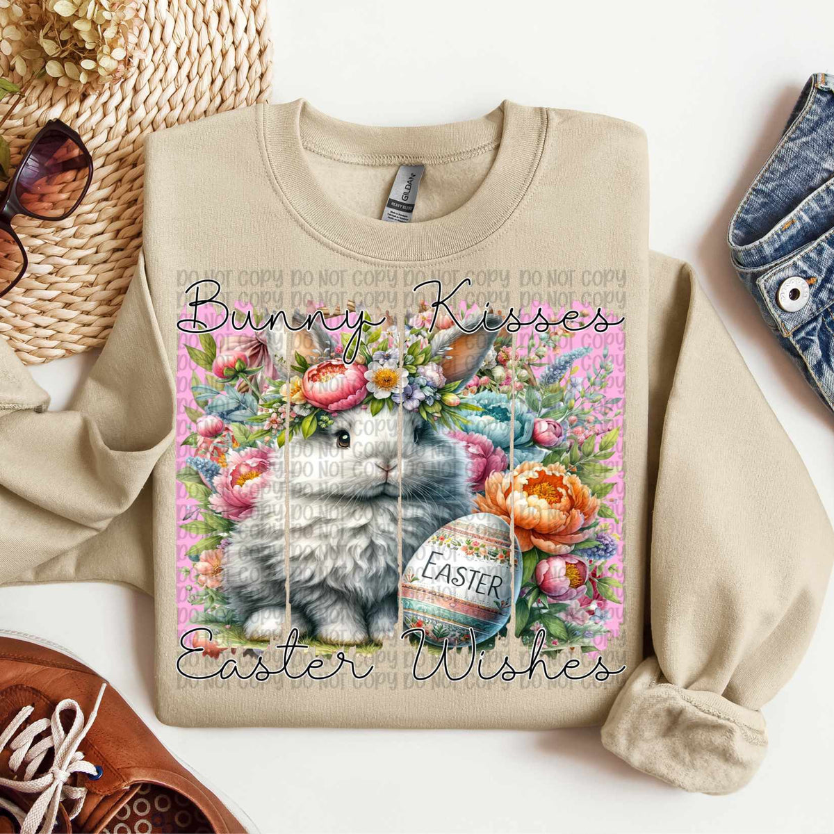 Bunny kisses Easter wishes (VP) 80730 DTF transfer