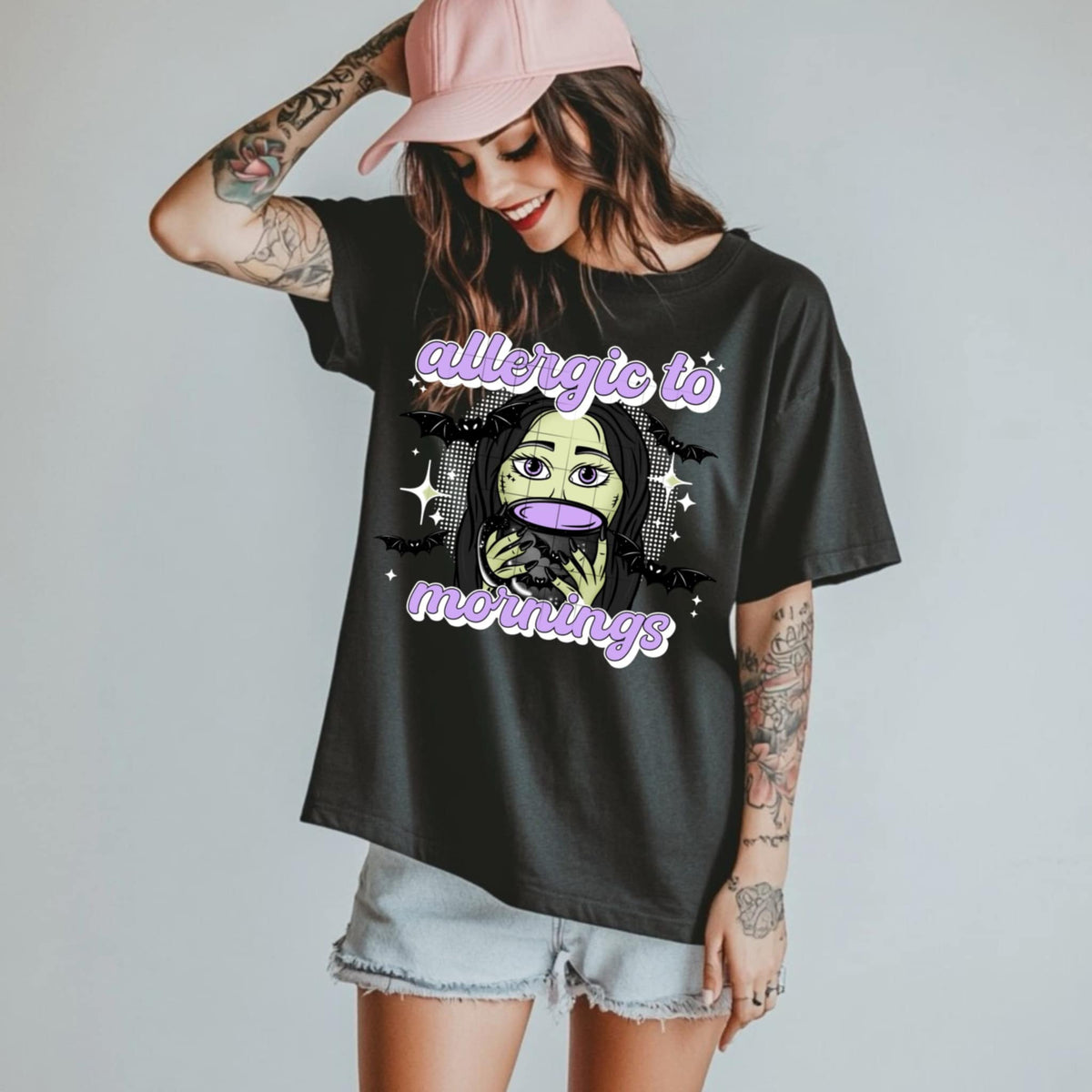 Allergic to mornings white outline (CSC) 94839 DTF transfer