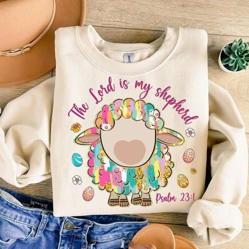 The lord is my shepherd brushstroke lamb 77645 DTF transfer
