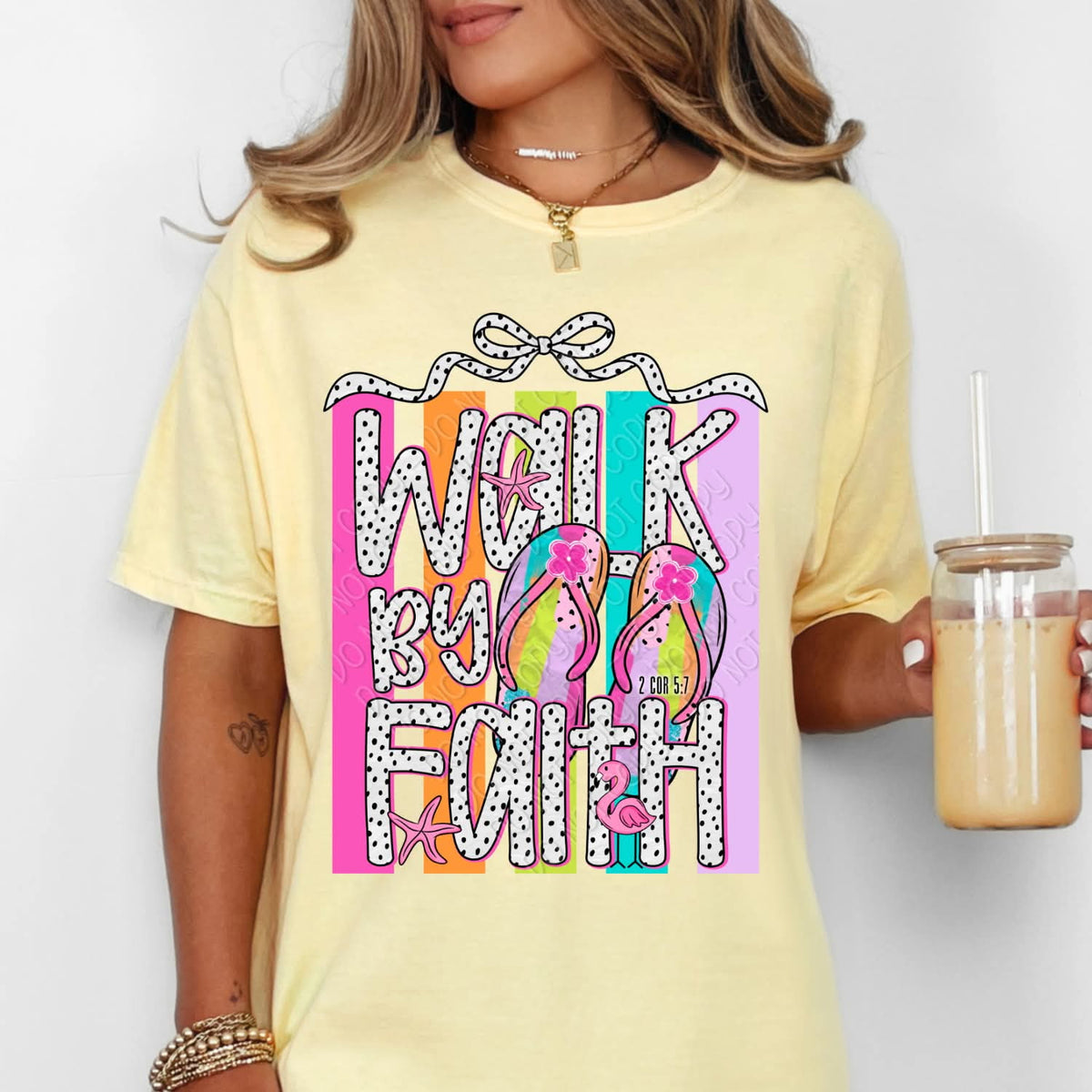 Walk by faith colorful stripes Tuesday Deal DTF
