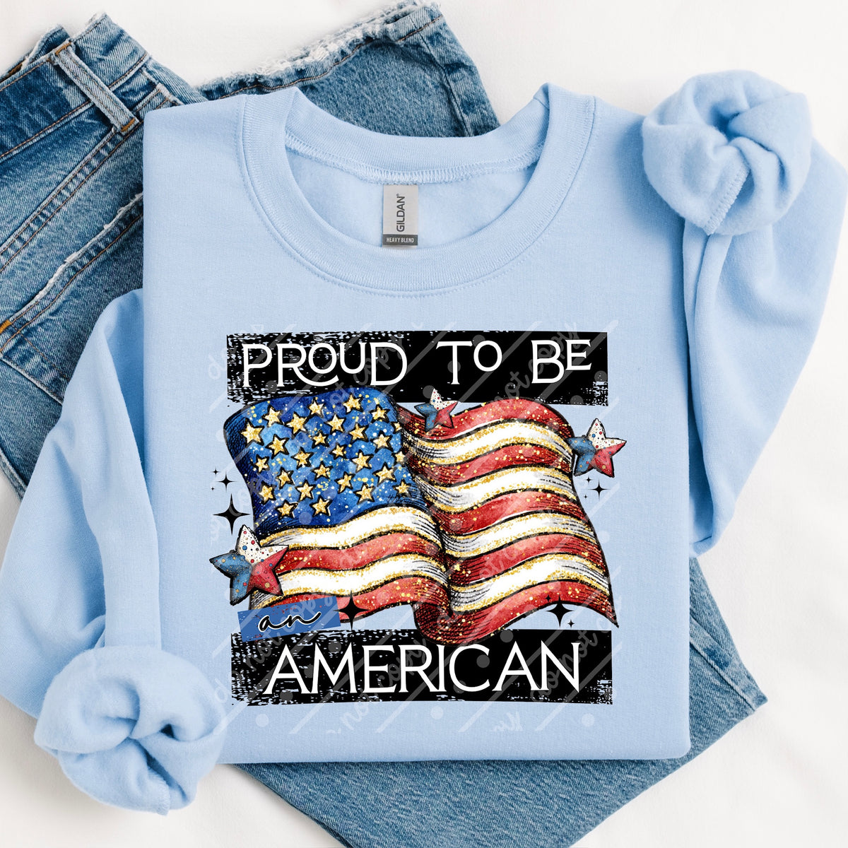 Proud to be an American with flag (exclusive) DTF Transfer