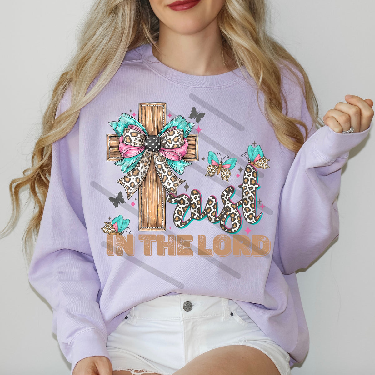 Trust in the lord Leopard Cross 114124 DTF Transfer