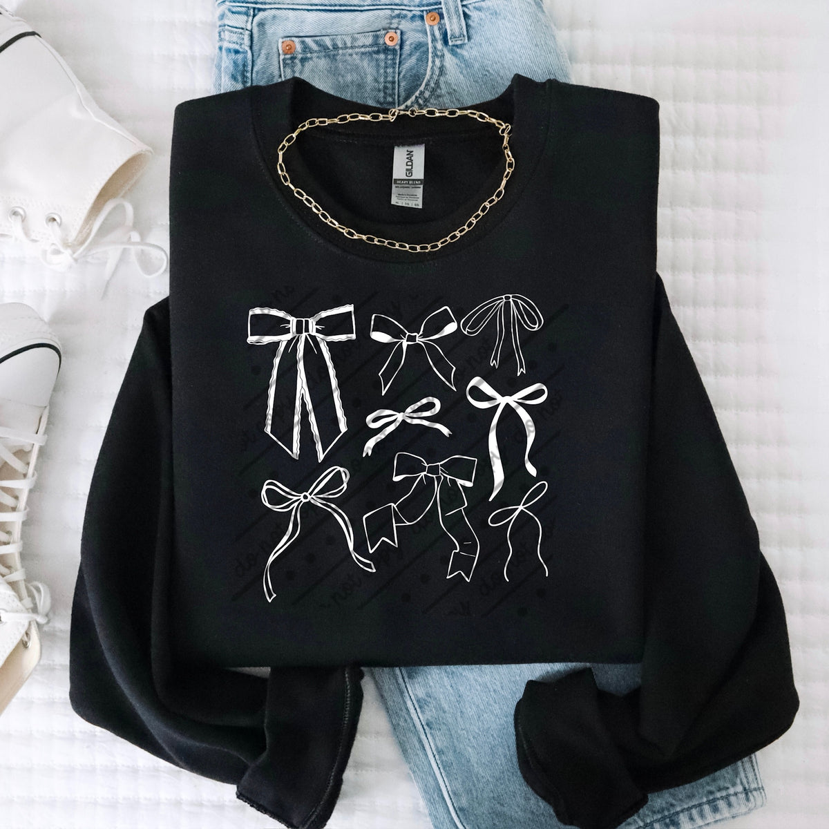 Bows collage white (scarlow) DTF transfer