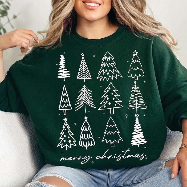 Merry Christmas white doodle collage 67526 DTF transfer