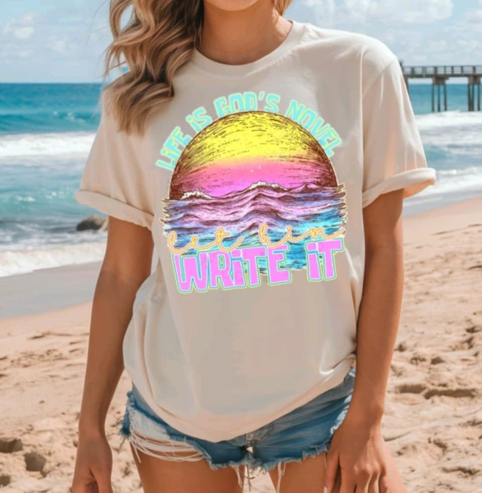 Life is gods novel let him write it 97216 DTF transfer