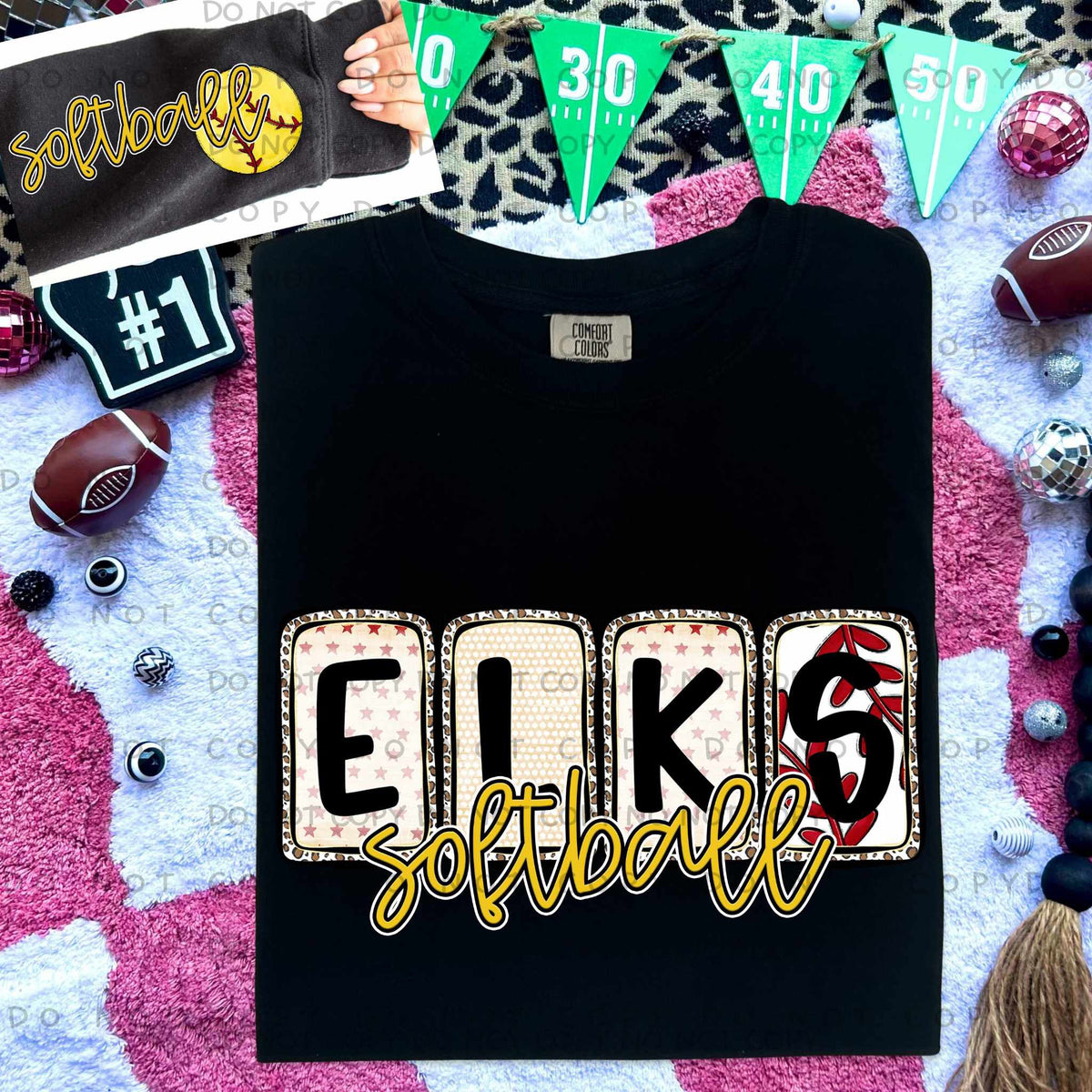 Elks Softball FRONT (Caplinger) 82814 DTF transfer