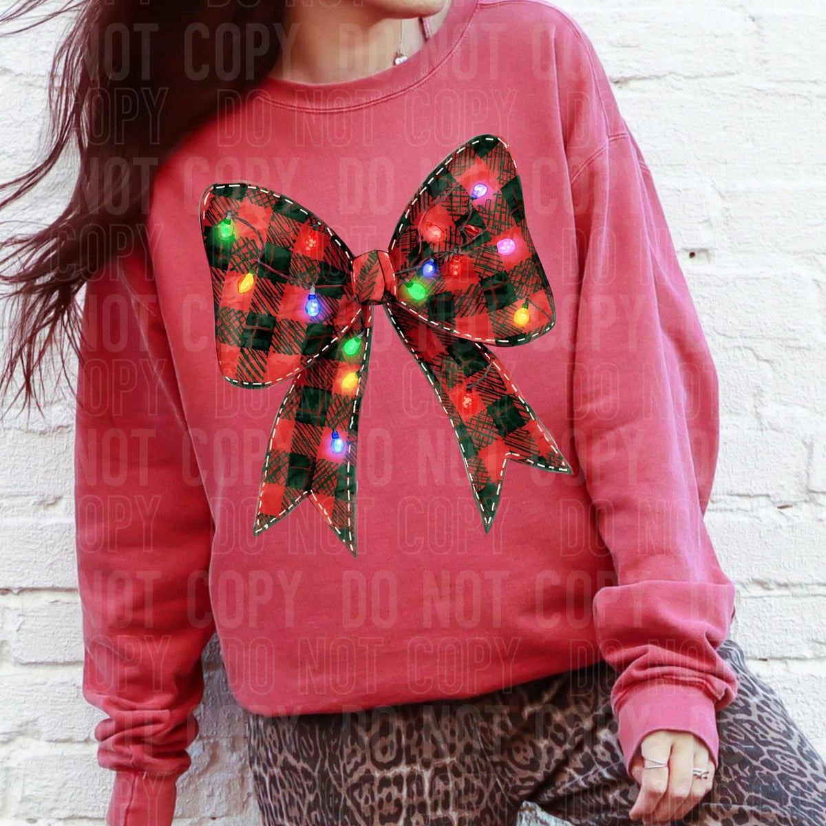 Red Plaid Bow with lights SBB DTF Transfer
