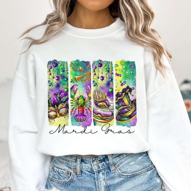 Mardi Gras rectangles 77687 DTF transfer