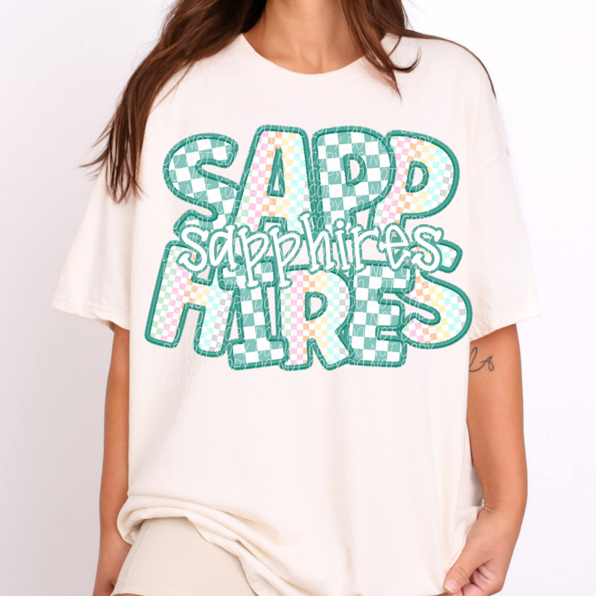 Sapphires blue and colorful checkered (CITY) 85545 DTF transfer
