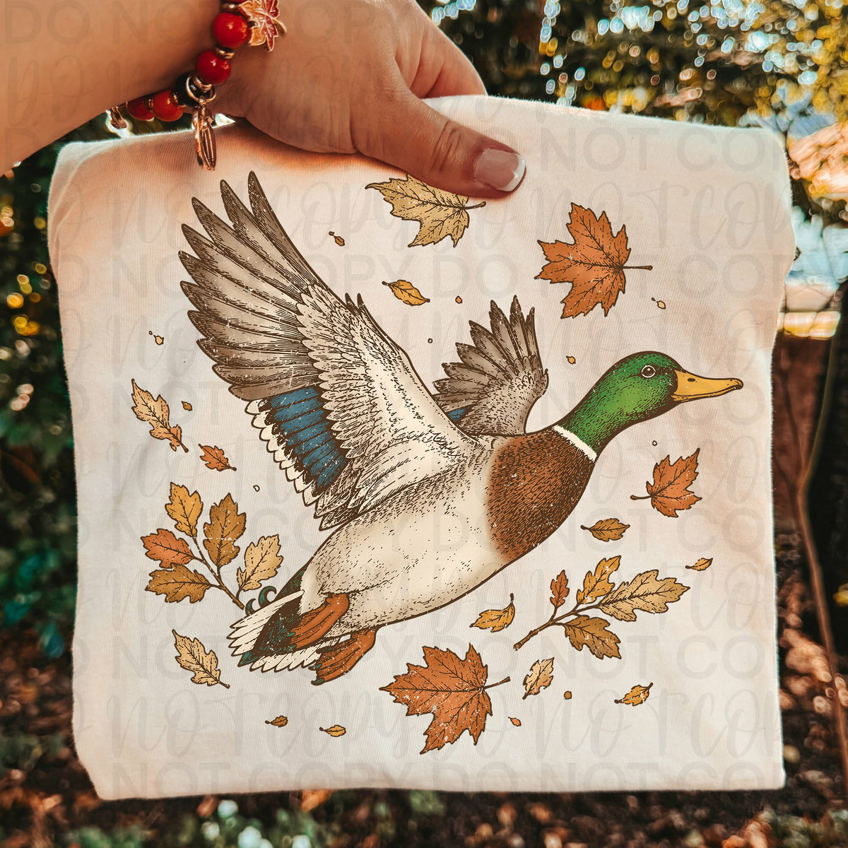 Flying duck with leaves (UAC) DTF Transfer