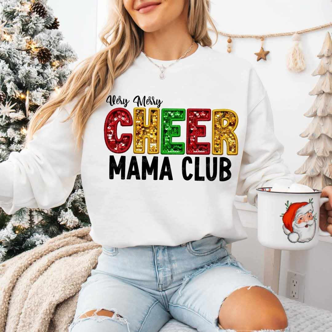 Very tired cheer mama club sequin (VIRGO) 70629 DTF transfer
