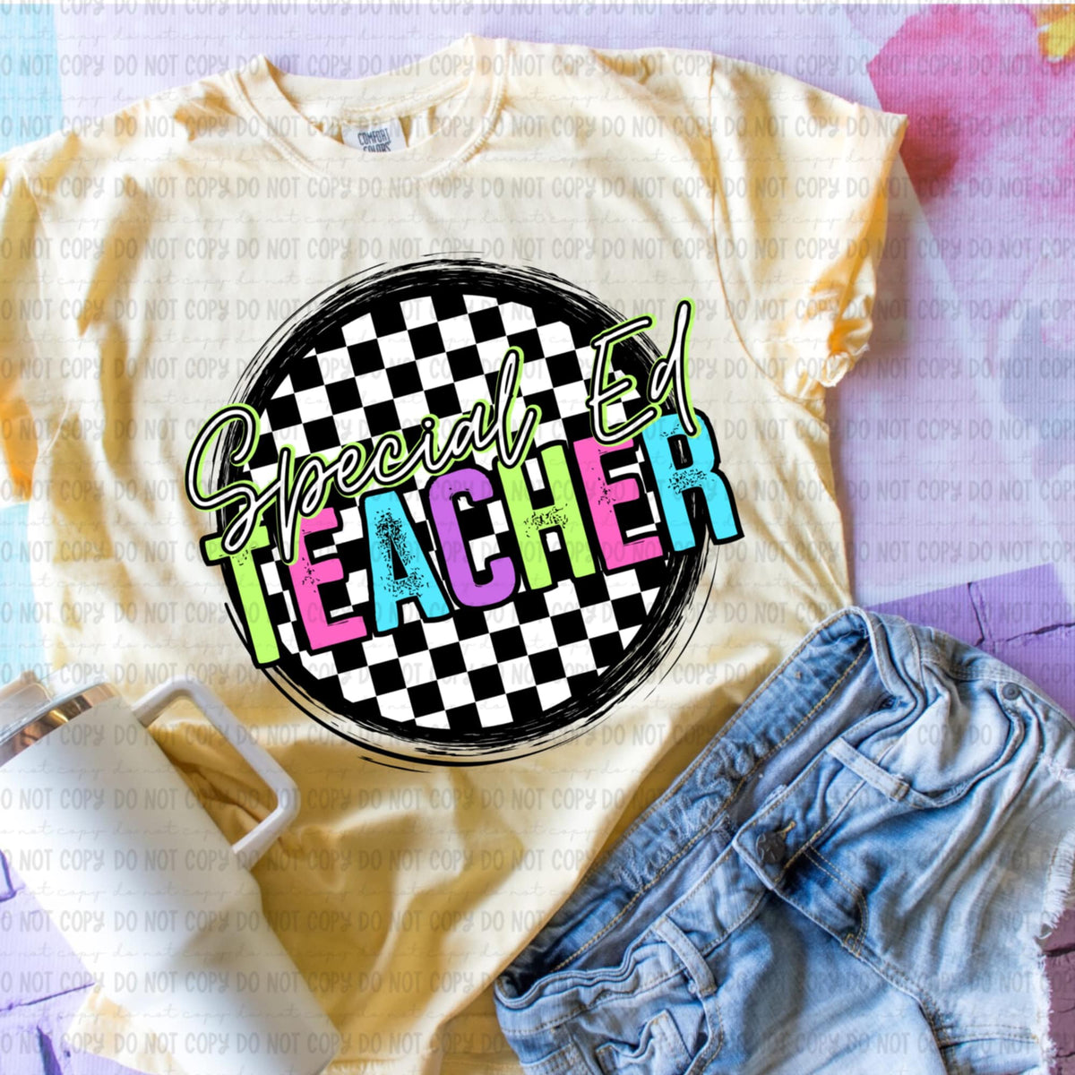 Special ed teacher retro circle GIRL 106564 DTF transfer