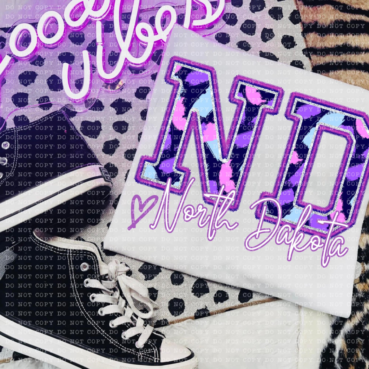 ND North Dakota purple brushstrokes (ECHT) 94055 DTF transfer