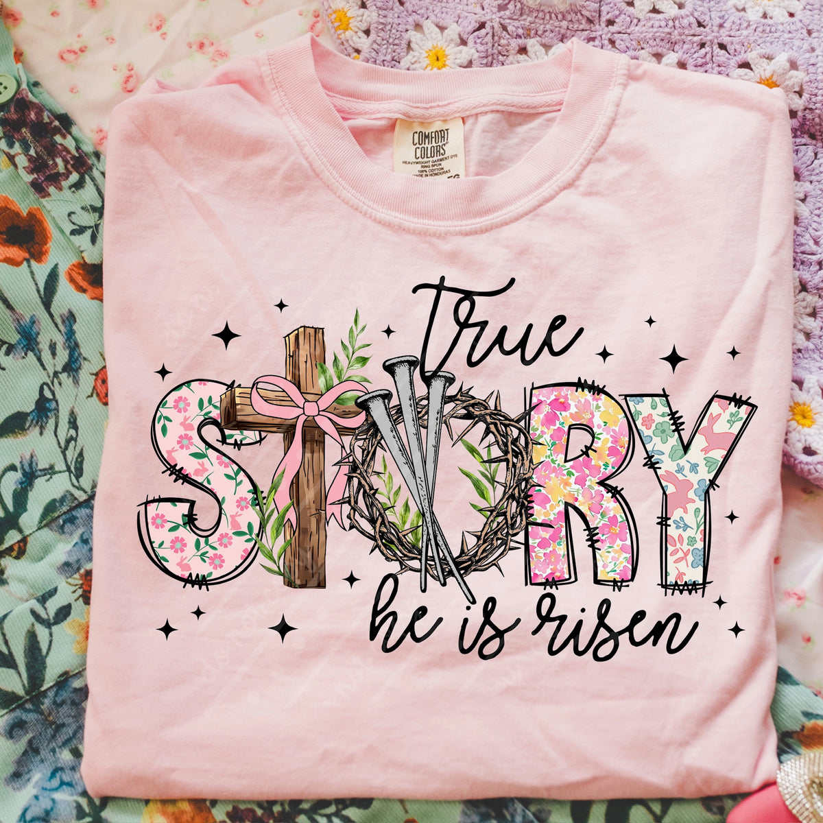 True Story he is risen (black words) DTF Transfer