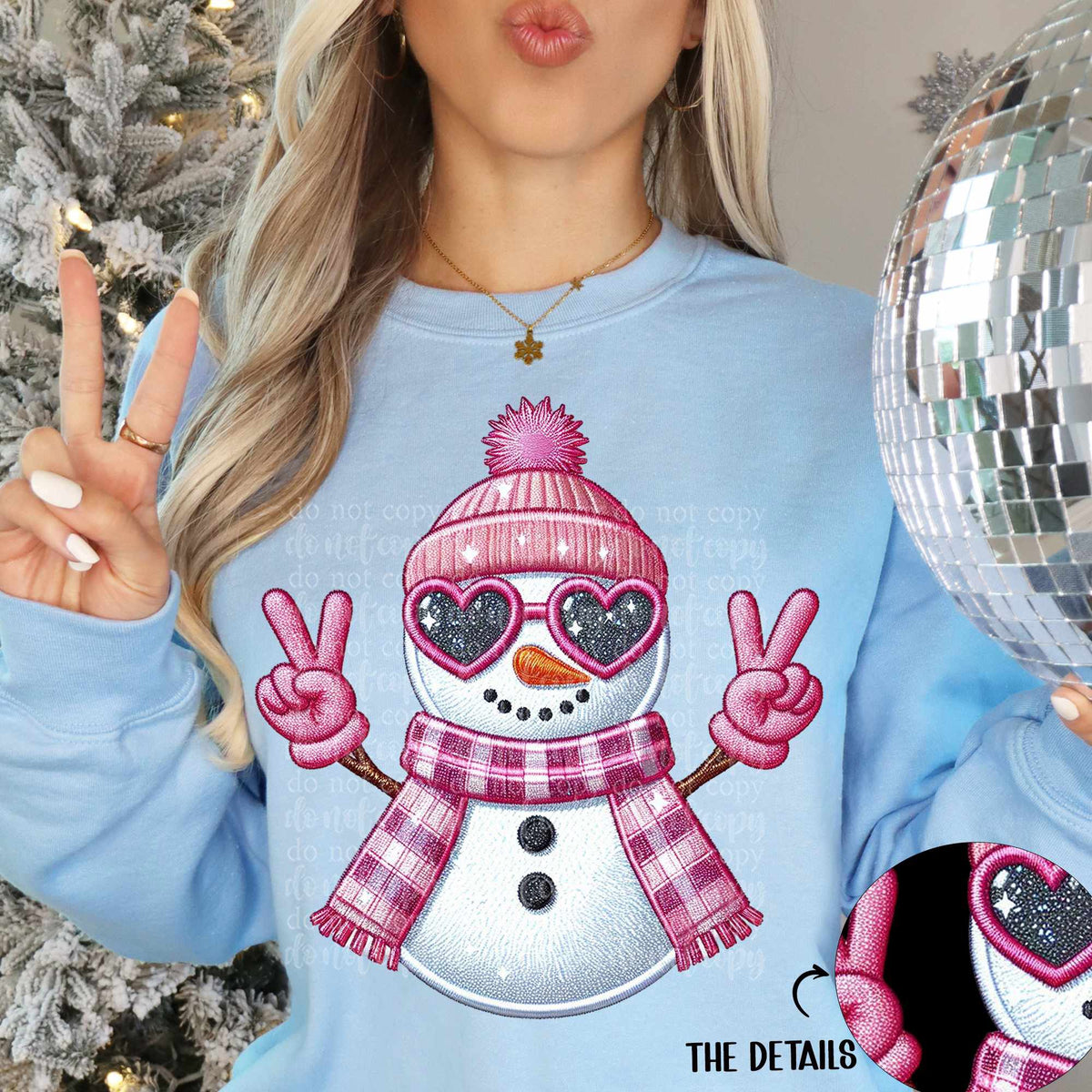 Pink snowman peace signs (TDD) 65572 DTF transfer
