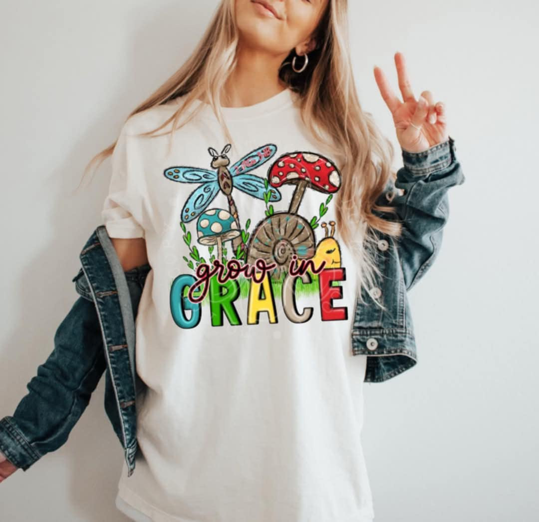 Grow in grace snail and dragonfly 85775 DTF transfer