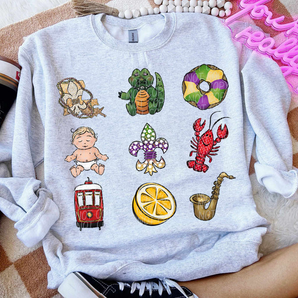 Mardi Gras collage NO BOWS (CITY) 80750 DTF transfer