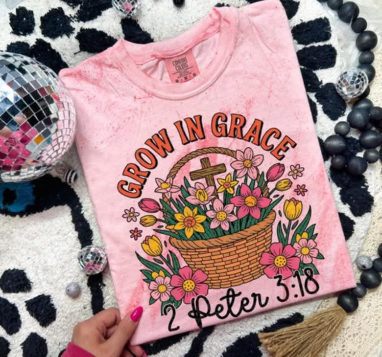 Grow in grace basket of flowers 96441 DTF transfer