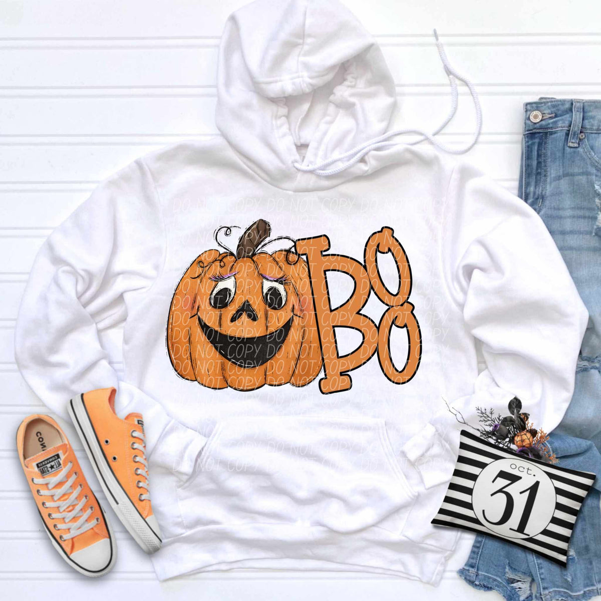 Boo orange lettering and pumpkin CITY DTF transfer