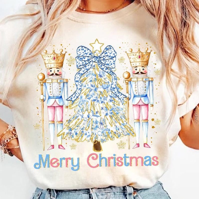 Merry Christmas nutcrackers and trees 64812 DTF transfer