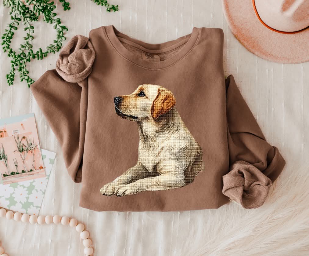 Needlepoint Labrador Retriever 3 (s&g) DTF Transfer