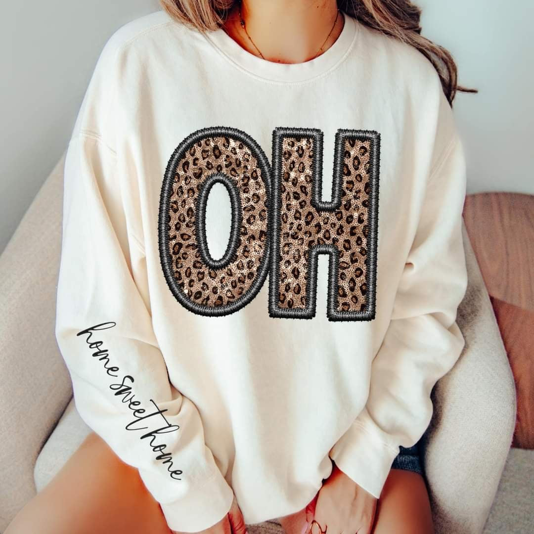 Ohio faux embroidery leopard (sleeve sold separate) 49468 DTF transfers