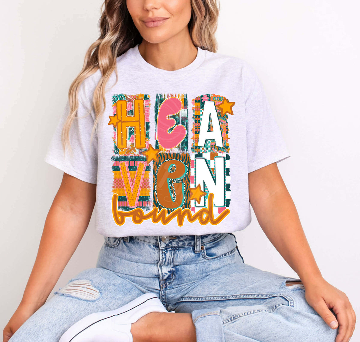 Heaven Bound (teal orange and pink) (C’s) DTF Transfer