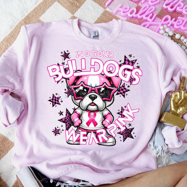 In October bulldogs wear pink PINK mascot 60008 DTF transfer