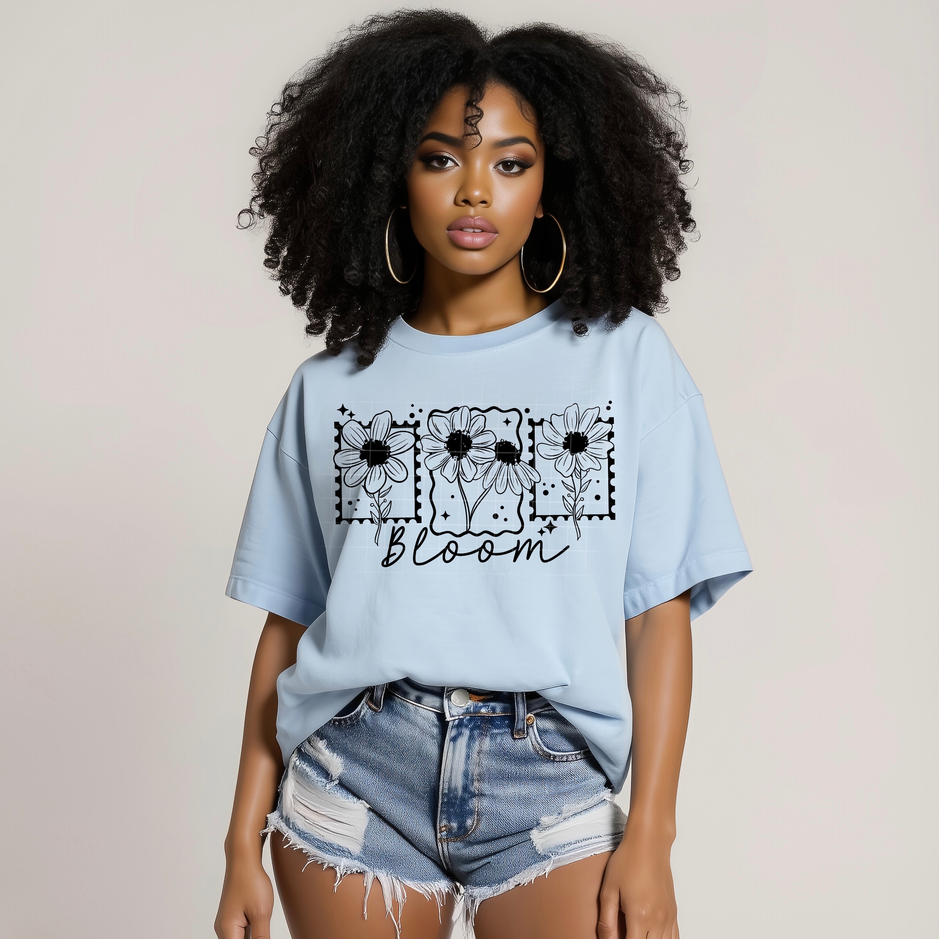 Bloom flower frames BLACK (CSC) DTF Transfer – Mud & Grace Transfers
