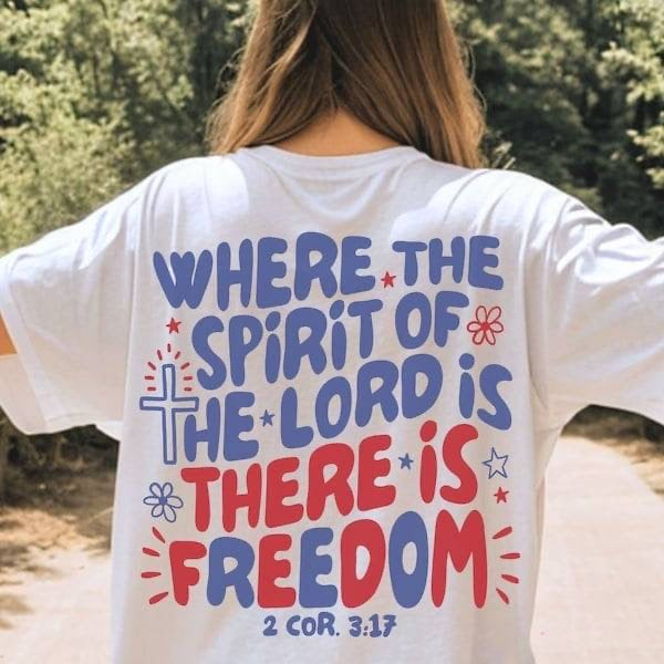 Where the spirit of the lord is there is freedom red and blue (KARTA) 64025 DTF transfer