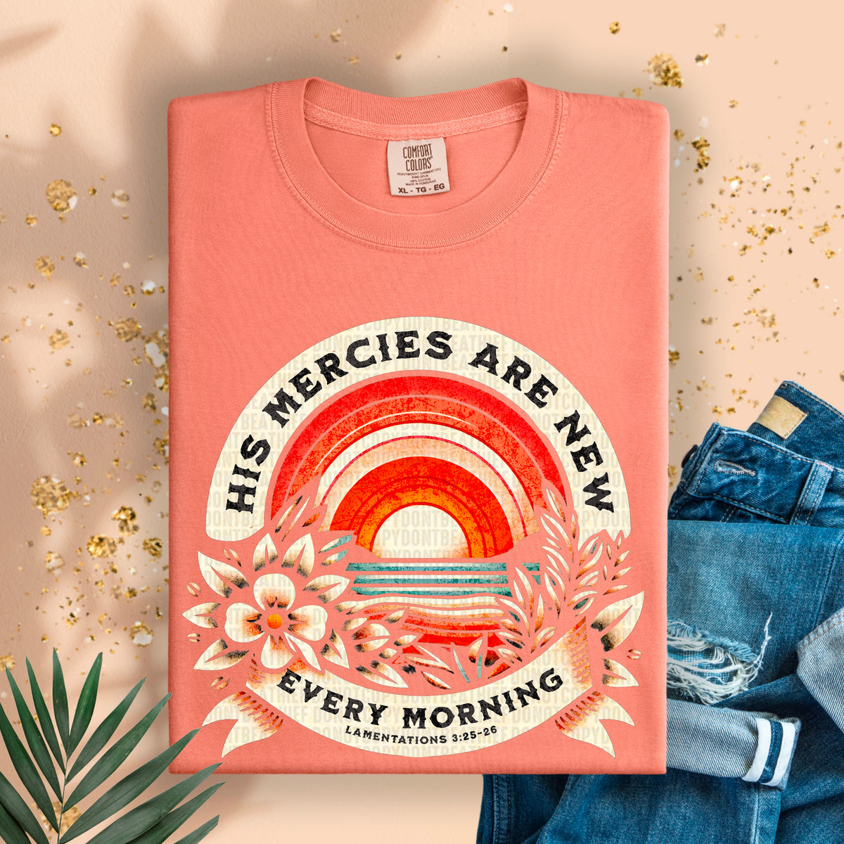 His mercies are new every morning red sunset 95027 DTF transfer