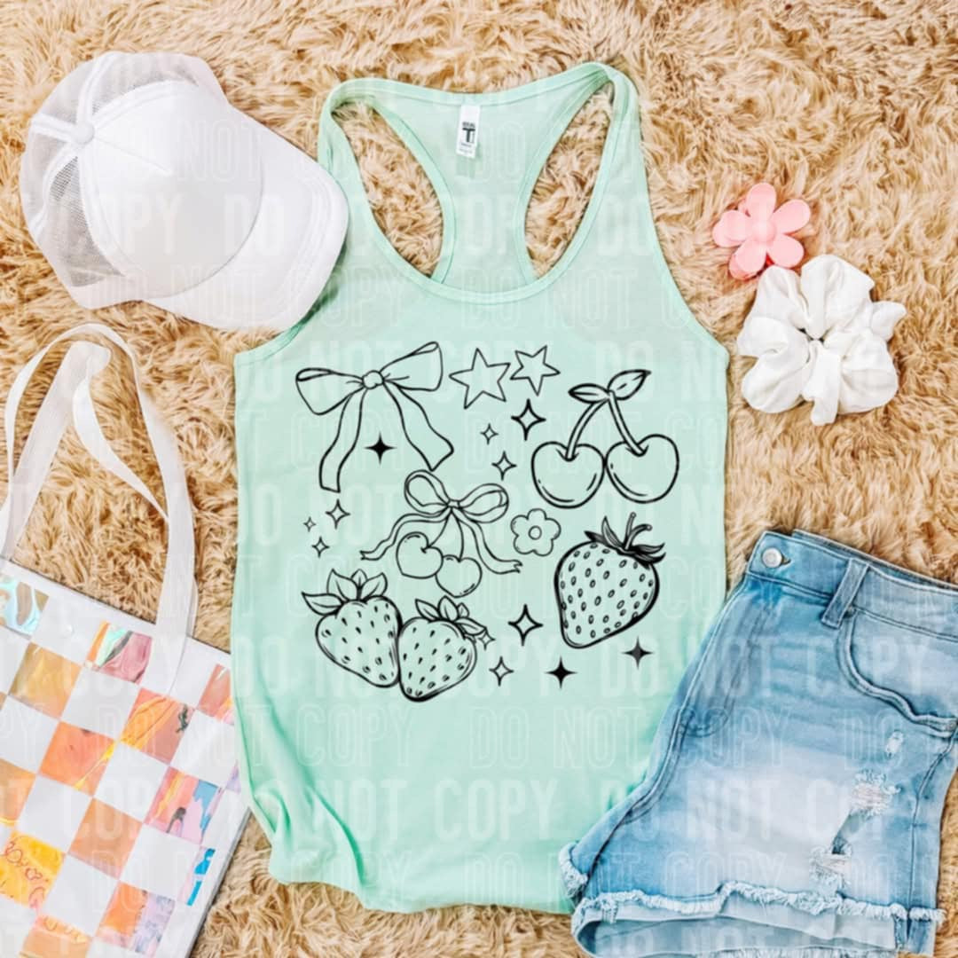 Strawberry collage BLACK (SBB) 98329 DTF transfer