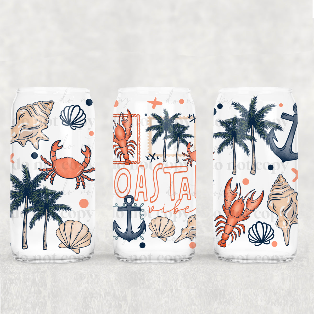 Coastal vibes crab and lobster (CSC) UV DTF WRAP