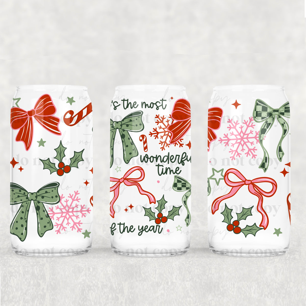 Wonderful time of the year bows (CSC) UV DTF Transfer